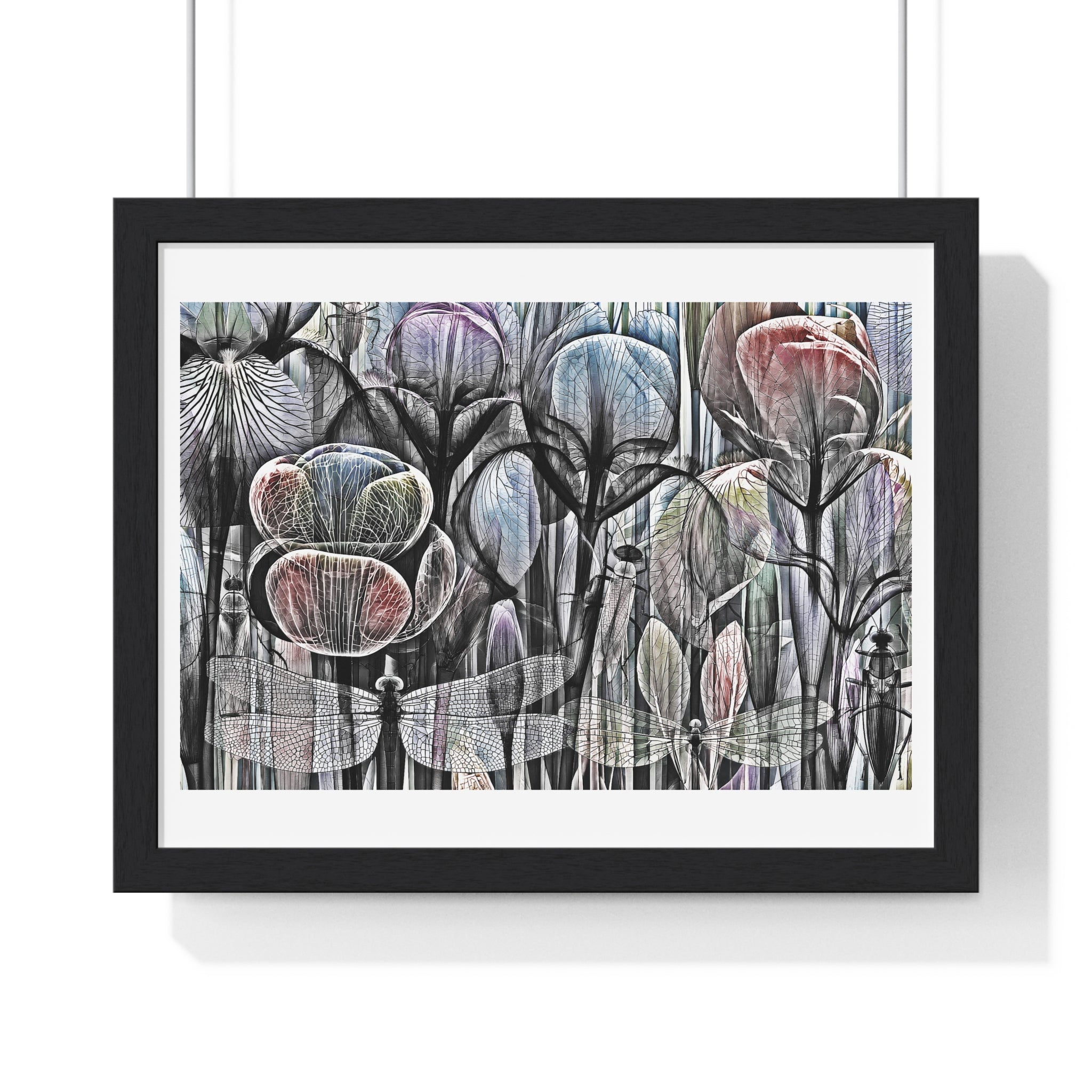 Framed Poster — Dreamy Botanical Dragonfly Art Print