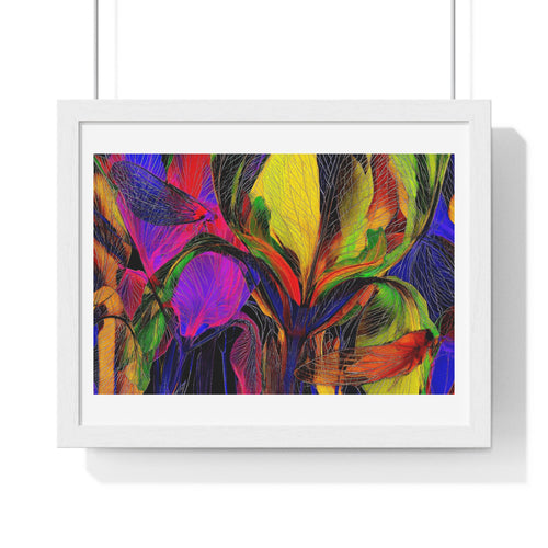 Abstract Rainbow Floral Framed Poster — Colorful Modern Wall Art (Horizontal)
