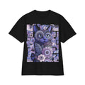 Purple Floral Cat T-Shirt — Whimsical Boho Cat Art Tee