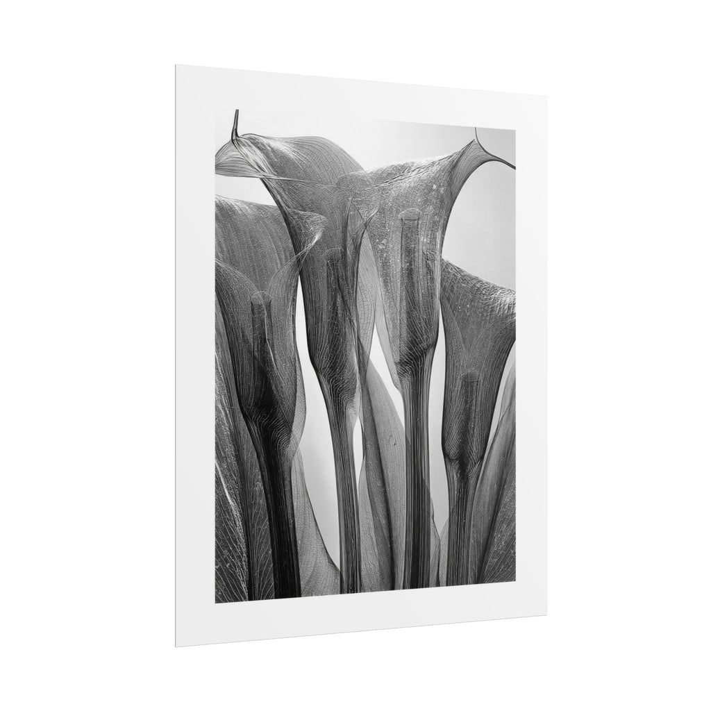 Abstract Botanical Poster — Black & White Calla Lily Photography (Rolled Poster)