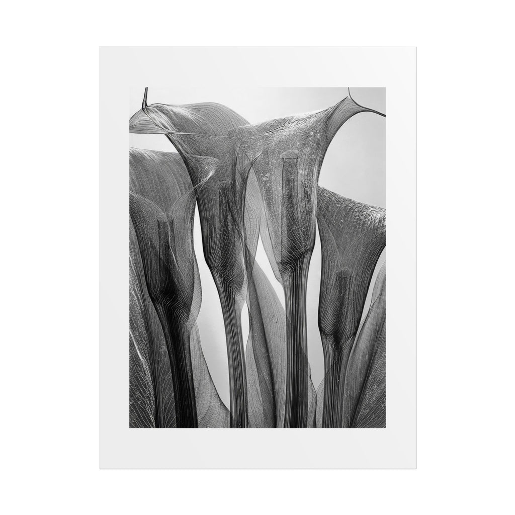 Abstract Botanical Poster — Black & White Calla Lily Photography (Rolled Poster)