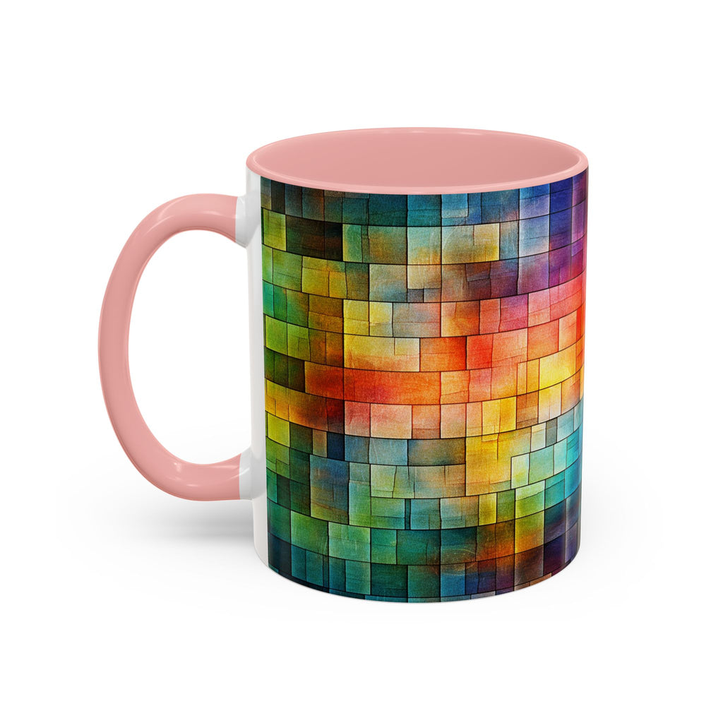 Colorful Mosaic Accent Coffee Mug - Vibrant Geometric Pattern (11/15 oz)