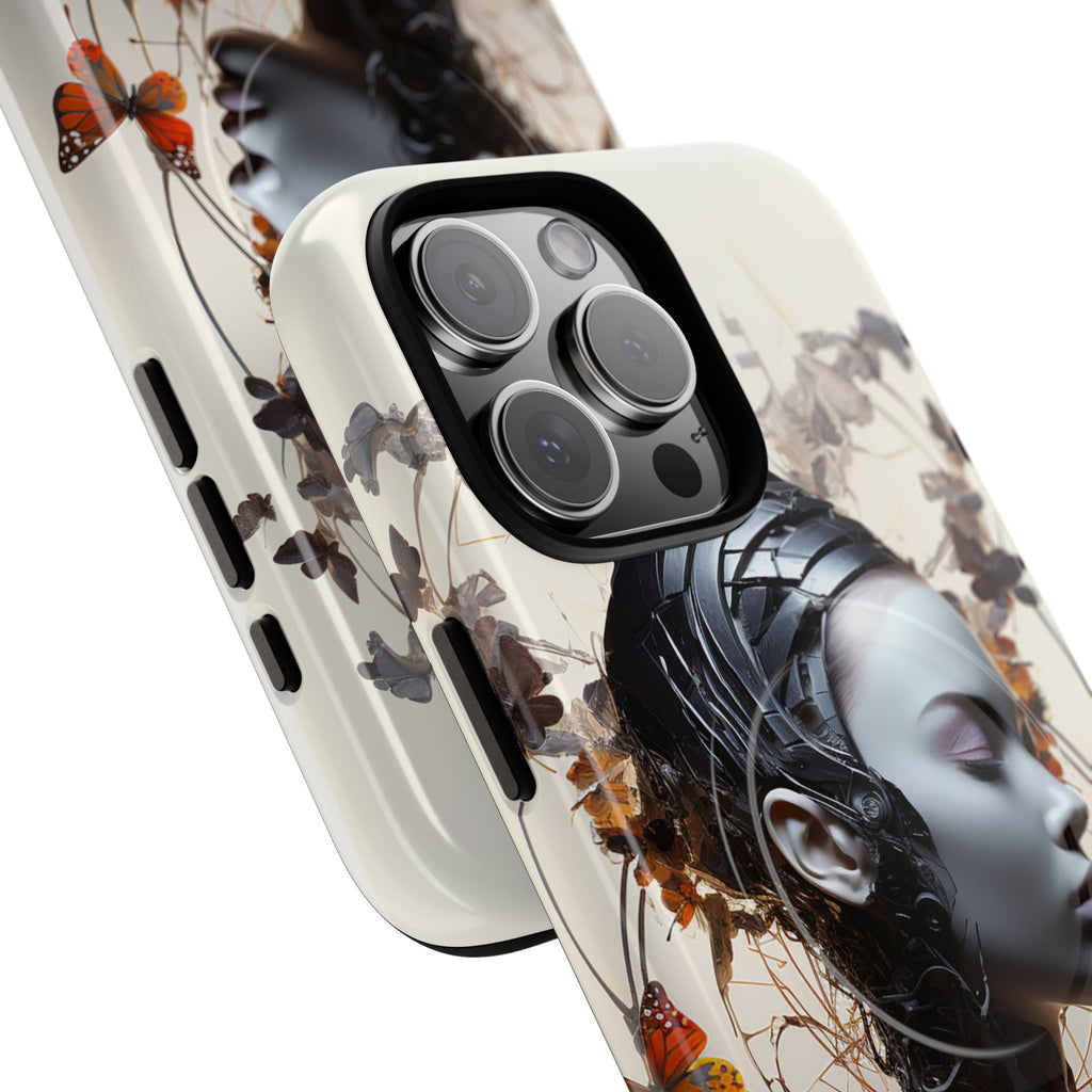 Art Nouveau Cyberpunk Phone Case — Surreal Floral Femme Tough Magnetic Case