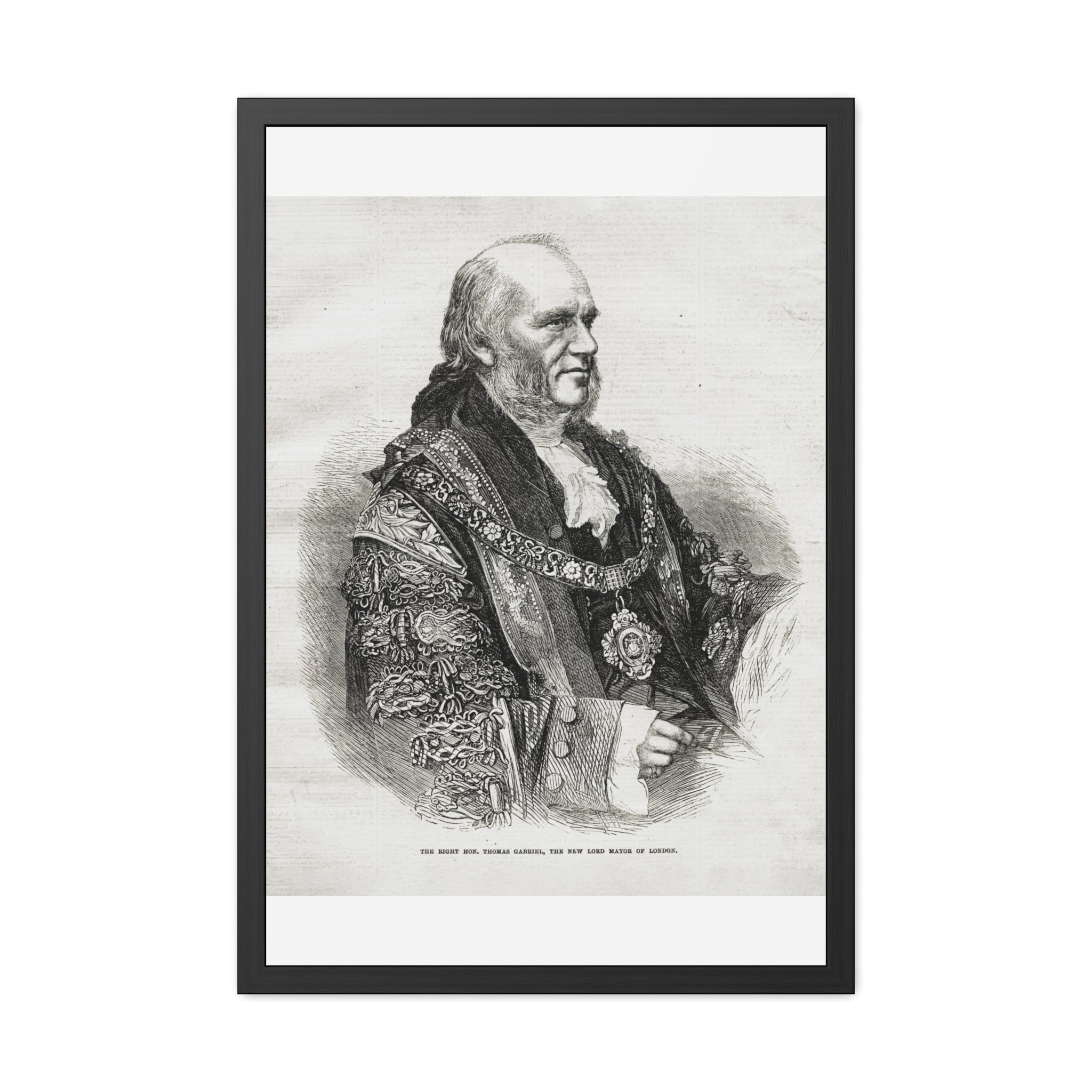 Framed Poster - Vintage Engraved Portrait Print (Antique Historical Decor)