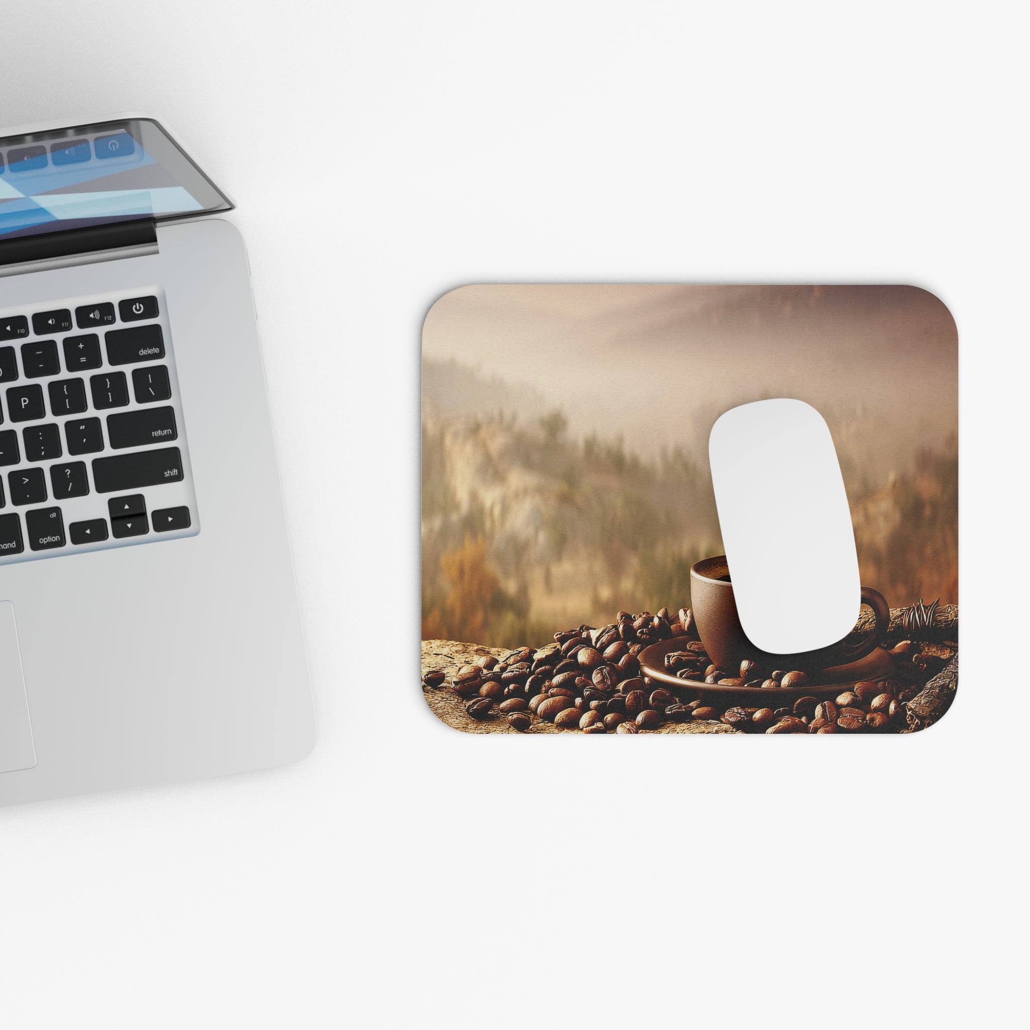 Coffee Morning Mouse Pad — Cozy Scenic Coffee Cup Desk Mat