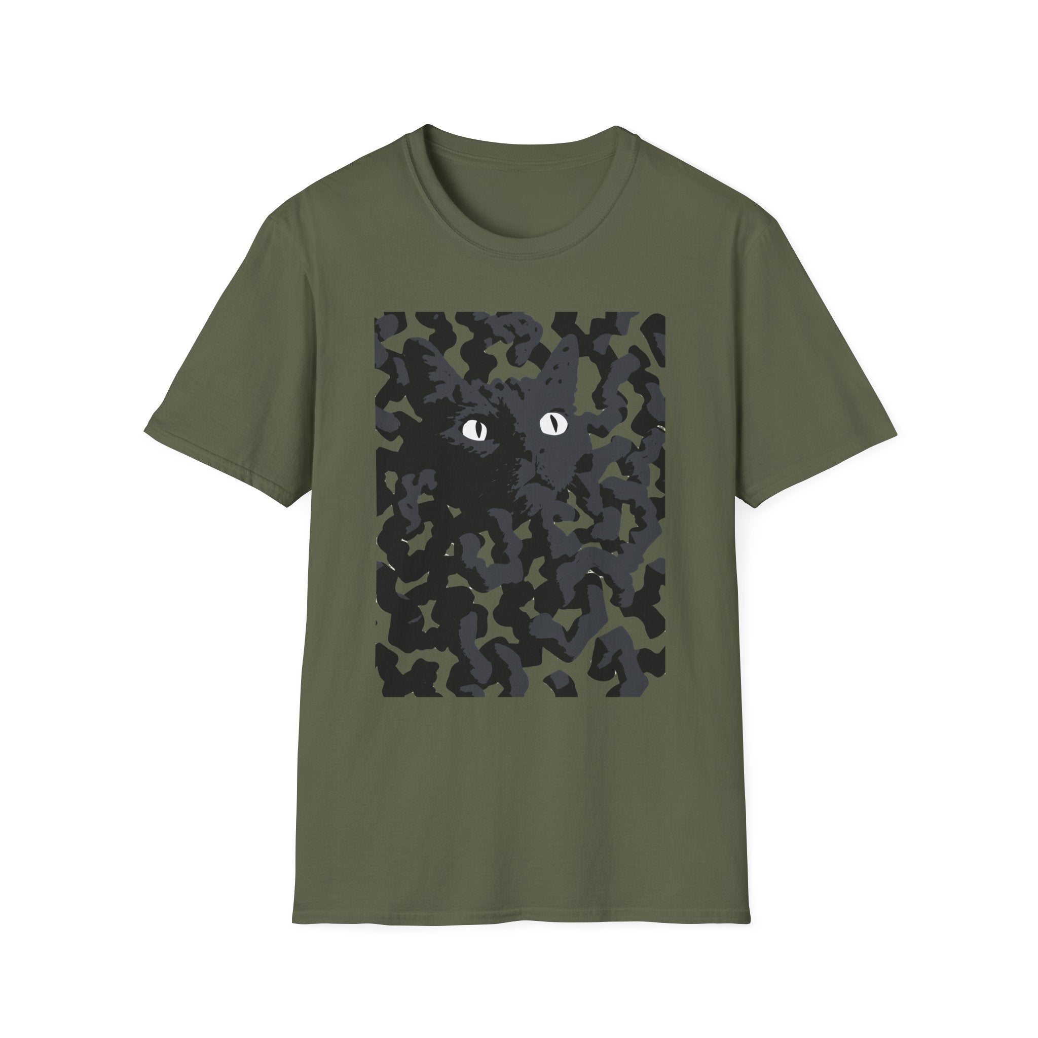 Black Cat Camouflage Graphic T‑Shirt