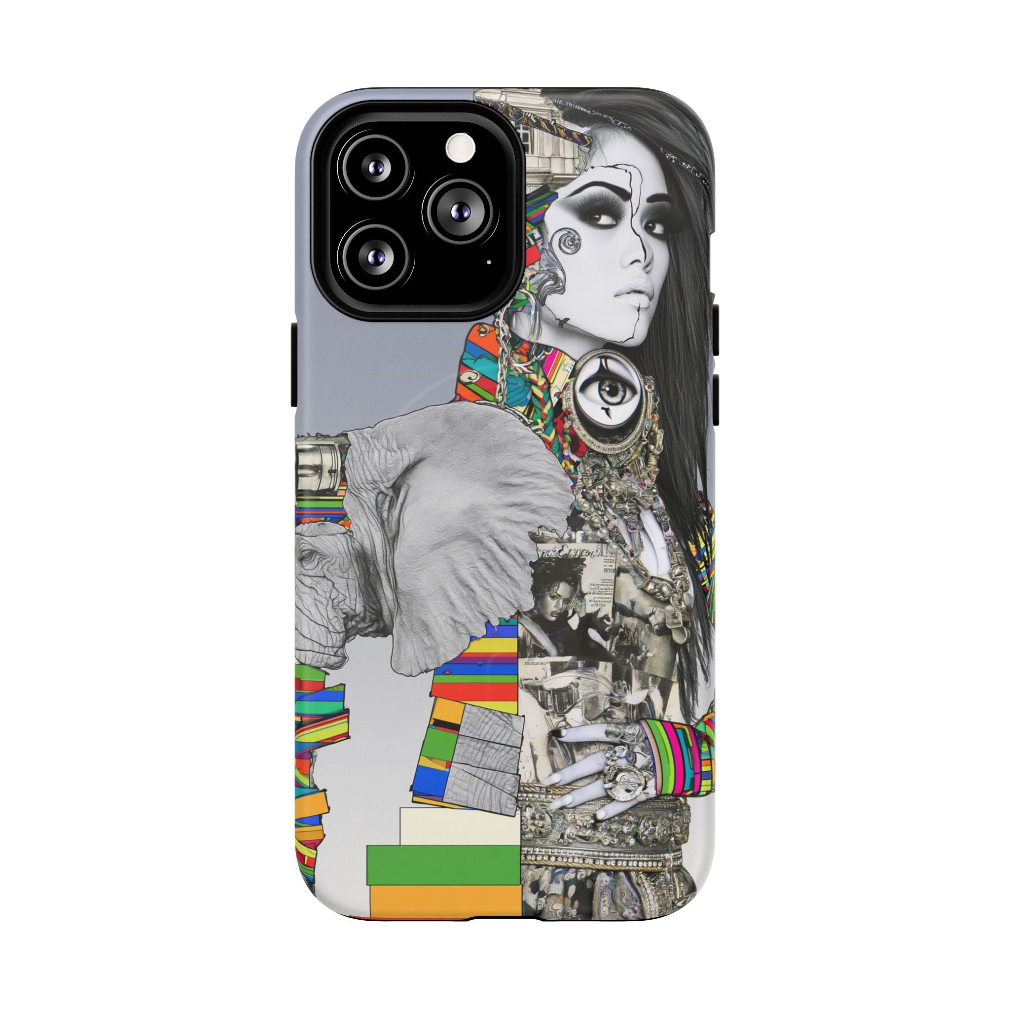 Artistic Elephant Collage Phone Case — Tough Magnetic Protective Cover