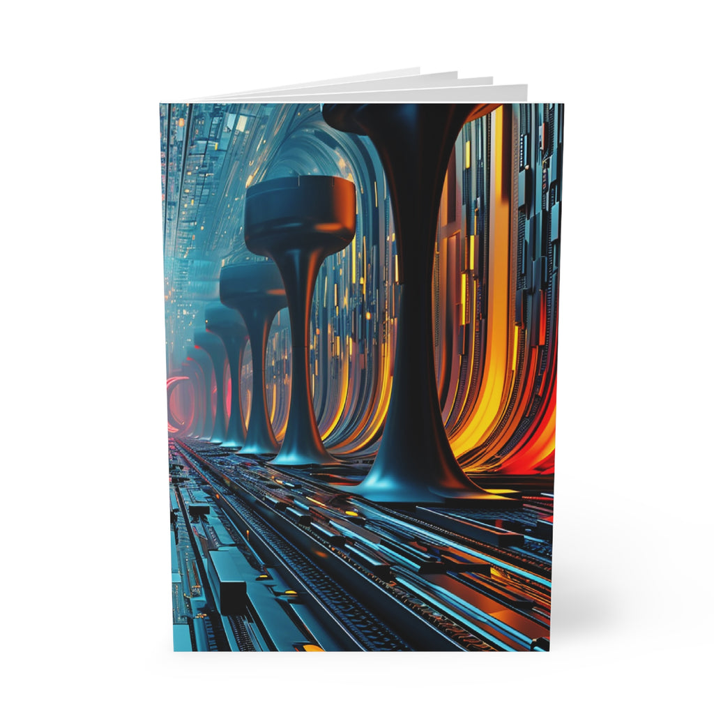 A5 Softcover Notebook — Futuristic Neon Techscape Journal