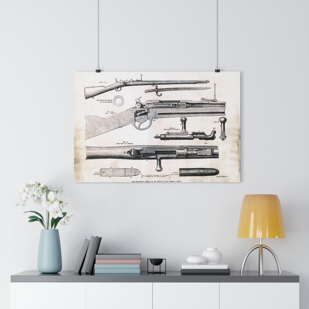 Vintage Rifle Patent Poster – Antique Firearm Blueprint Wall Art