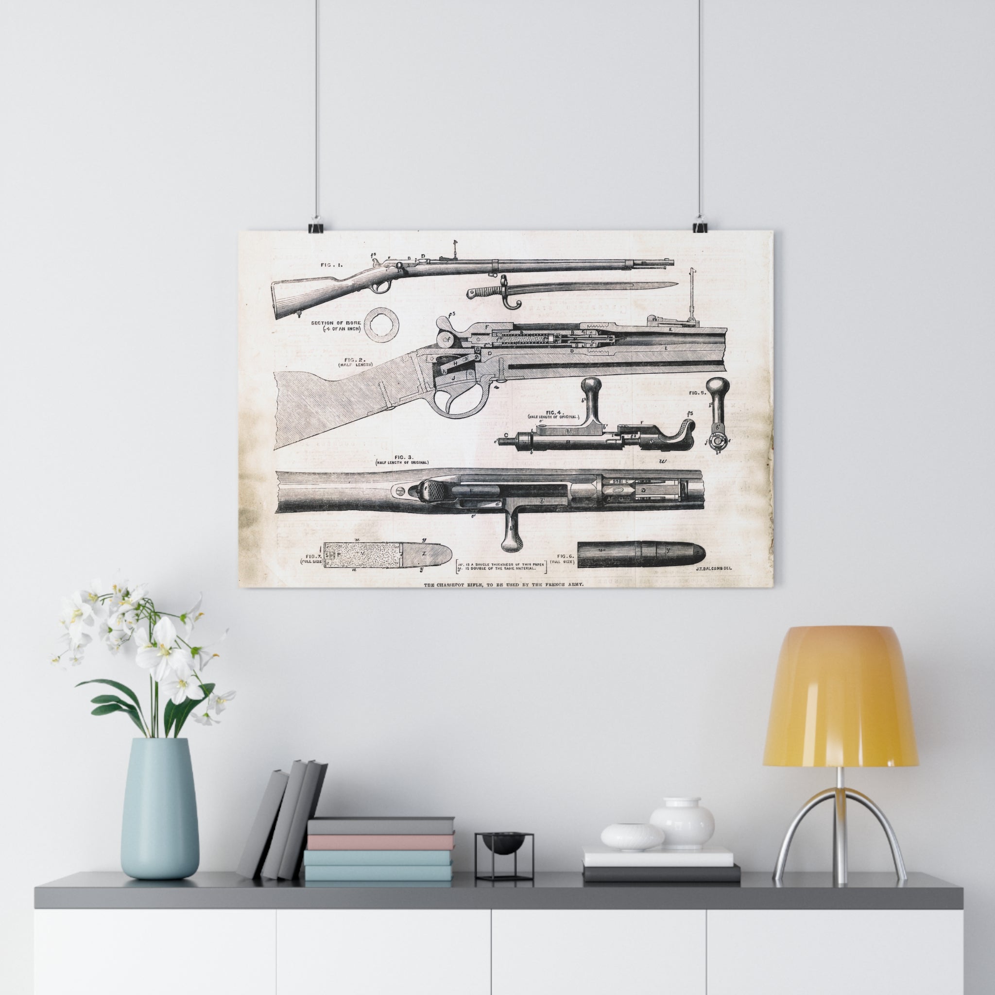 Vintage Rifle Patent Poster – Antique Firearm Blueprint Wall Art