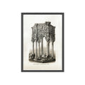 Model of Pulpit in the Baptistery at PISA. Antique Architectural Print Poster — Gothic Baptistery Illustration in Wooden Frame