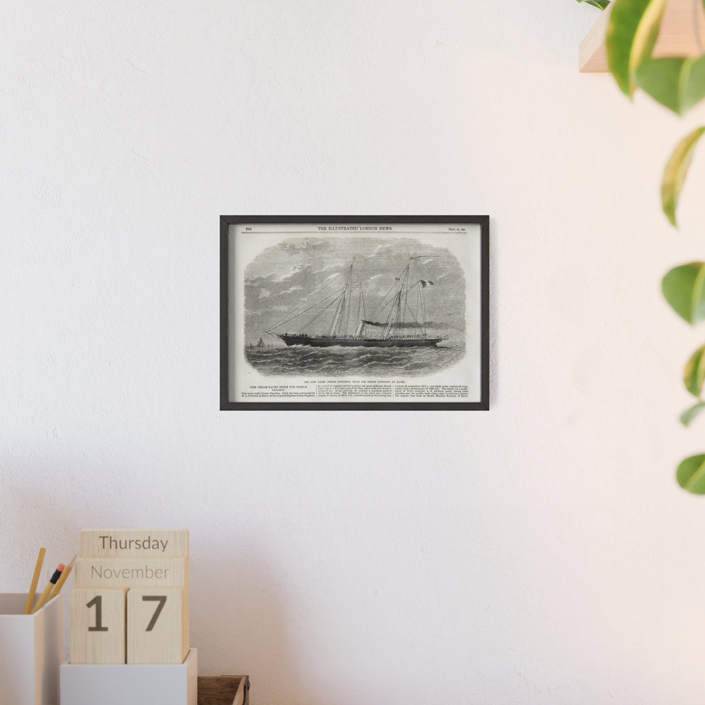 The New Yacht JEROME NAPOLEON, Built for Prince NAPOLEAN at Havre. Framed Vintage Ship Print Poster — Nautical Wall Art with Wooden Frame