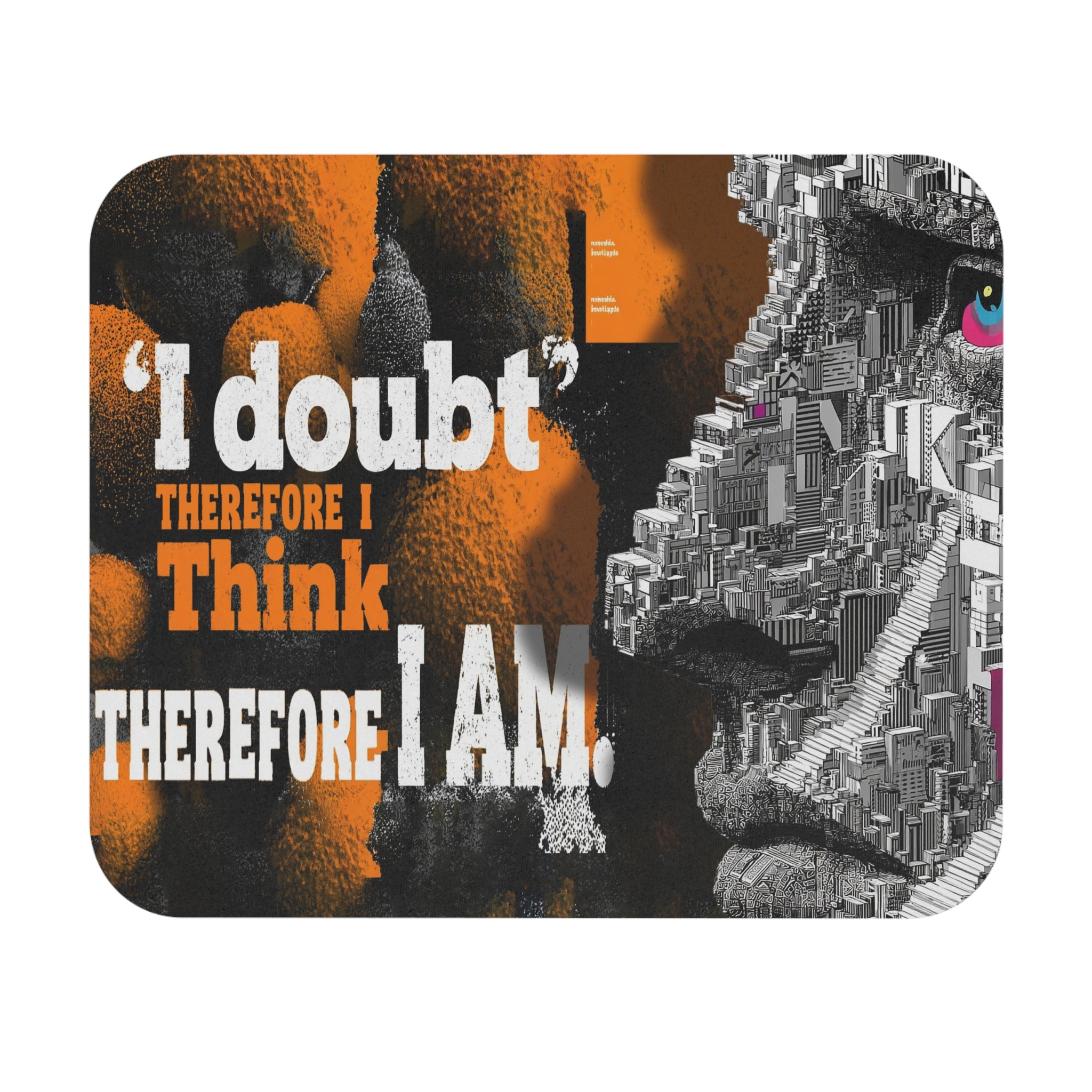 I Doubt Therefore I Think — Motivational Lion Mouse Pad
