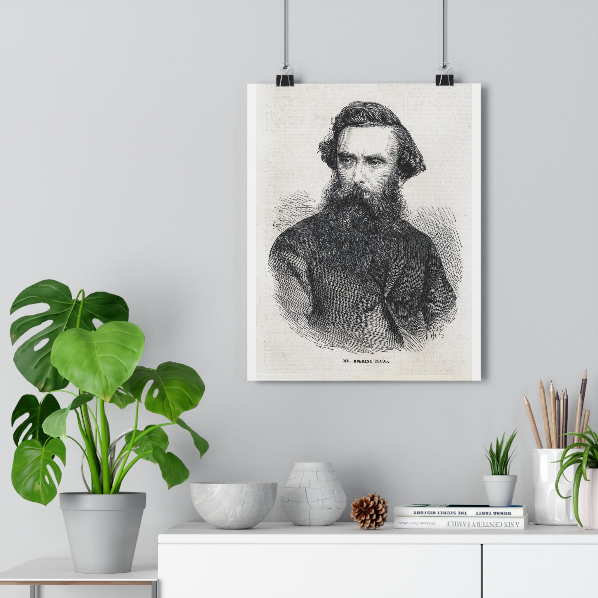 Vintage Engraving Poster — 19th Century Bearded Gentleman Wall Art