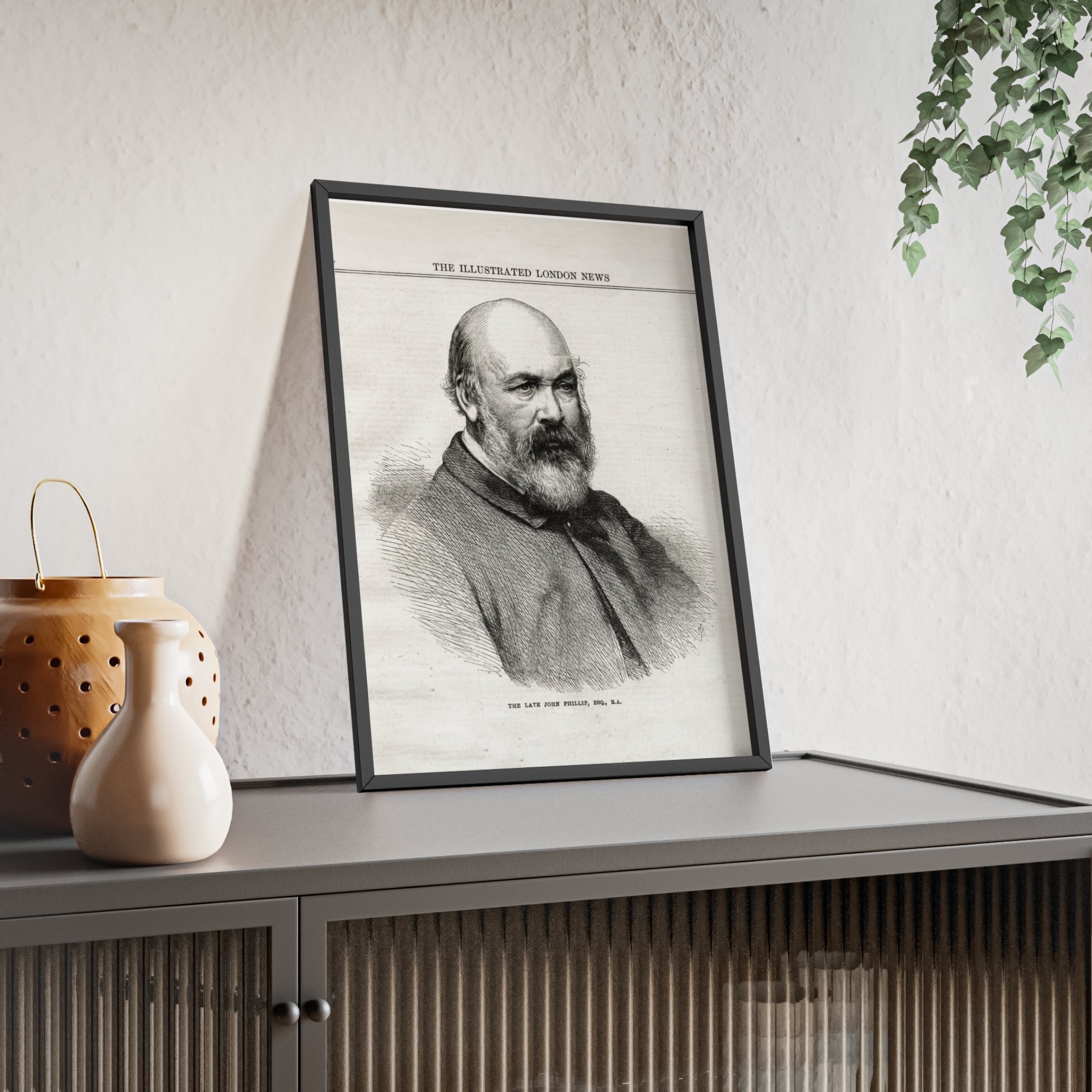 The Late John Phillip, Esq. Framed Vintage Portrait Print — Illustrated London News Gentleman Poster