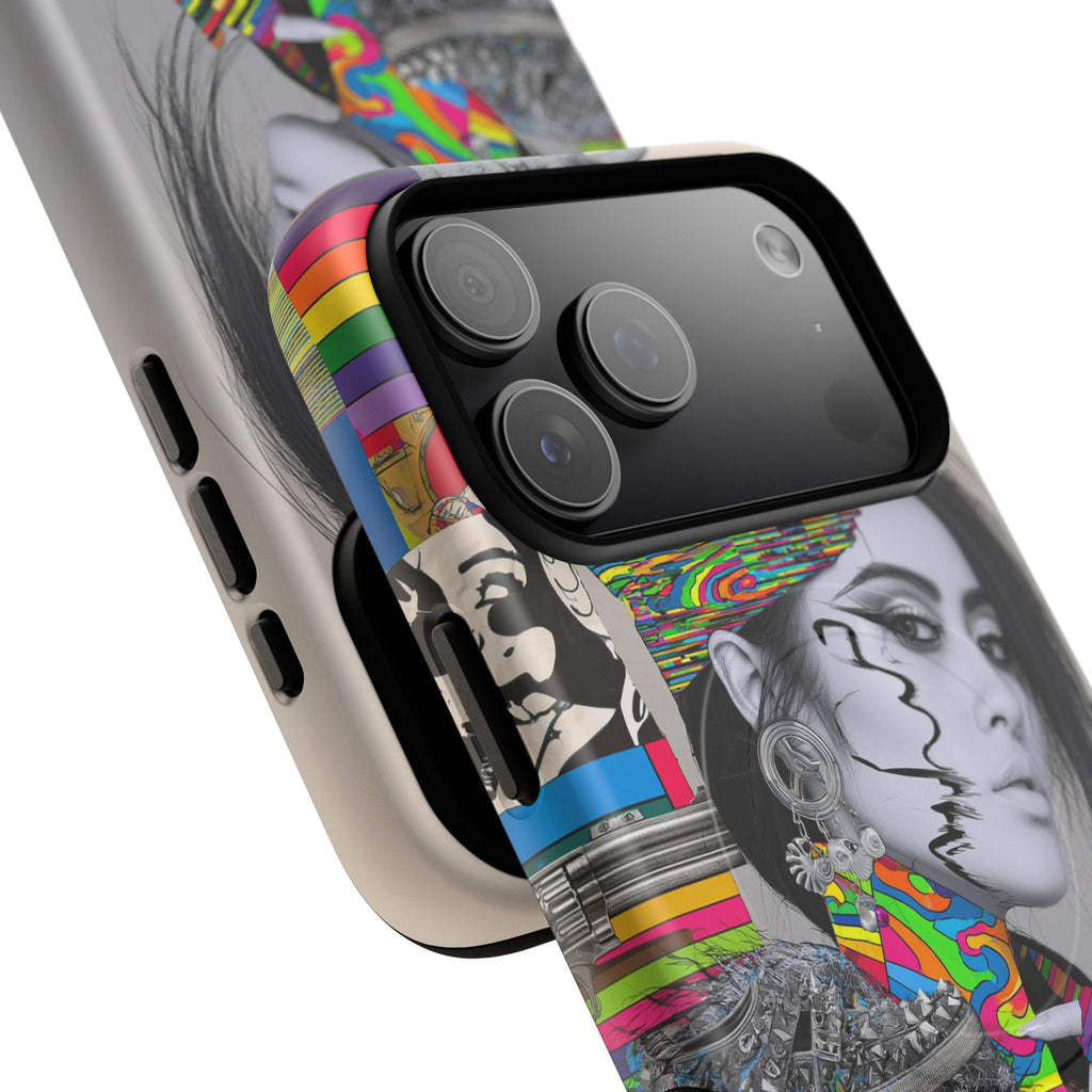 Phone Case - Colorful Glitch Portrait Tough Magnetic Case