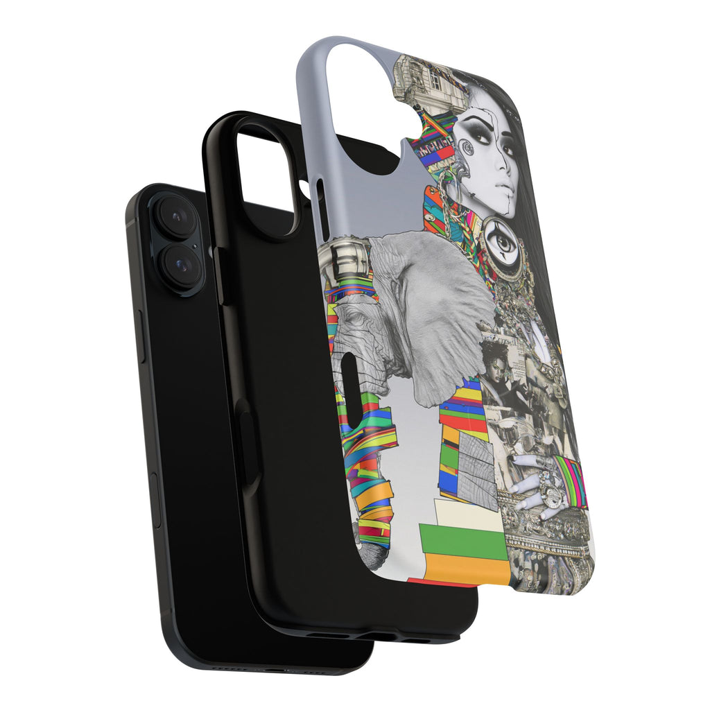 Artistic Elephant Collage Phone Case — Tough Magnetic Protective Cover