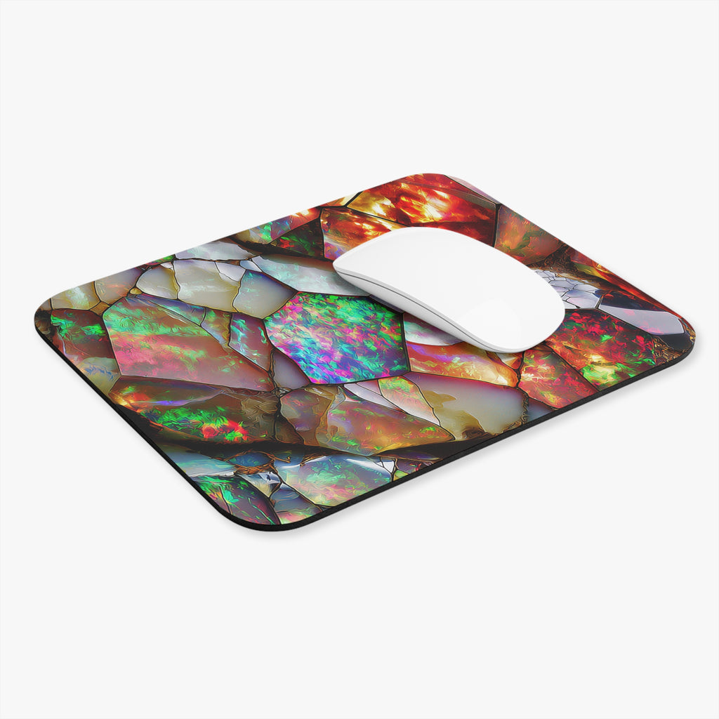 Opal Mosaic Mouse Pad — Iridescent Gemstone Desk Mat