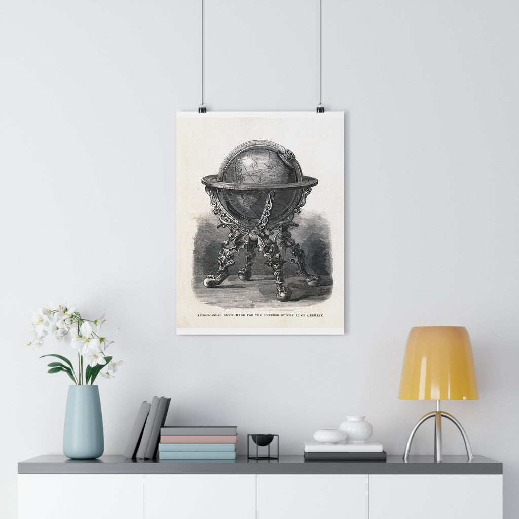 Vintage Ornate Globe Poster — Antique Scientific Illustration Wall Art