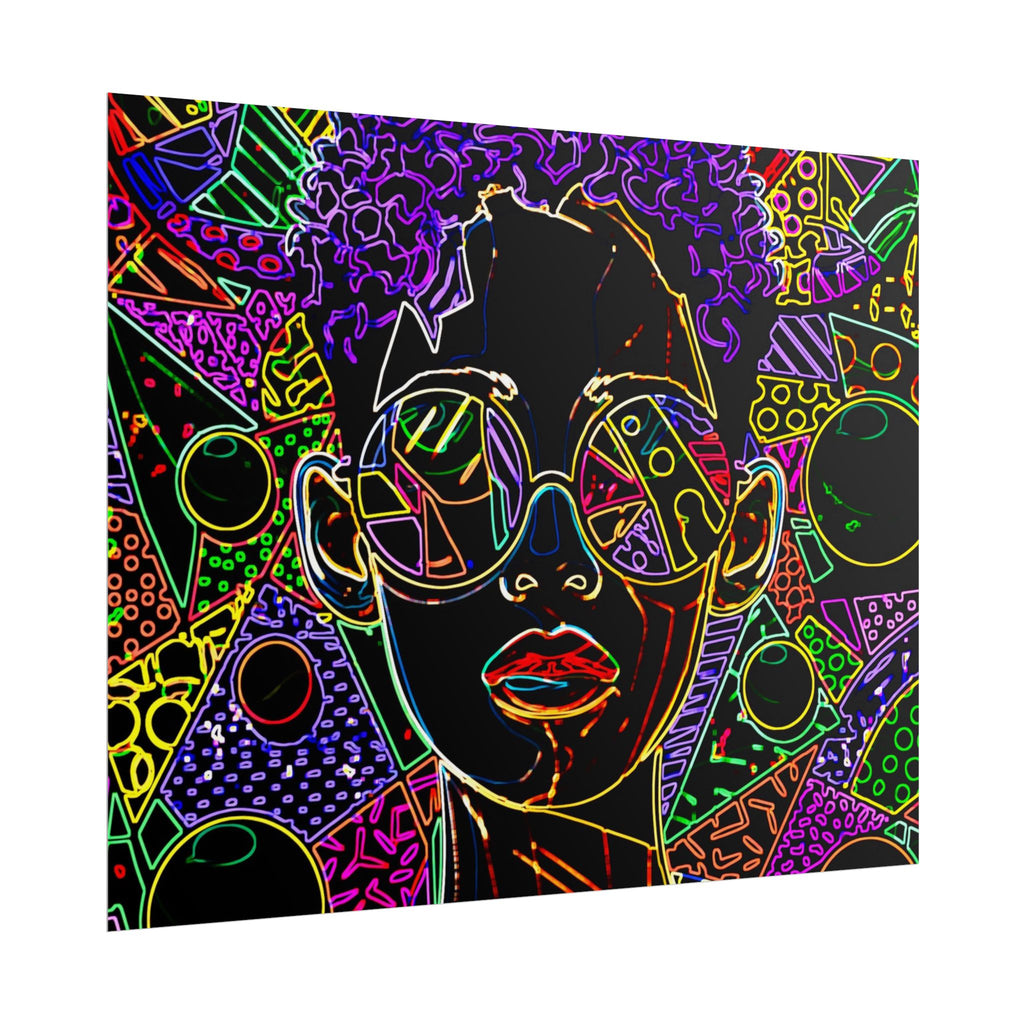 Afrofuturist Neon Portrait Poster