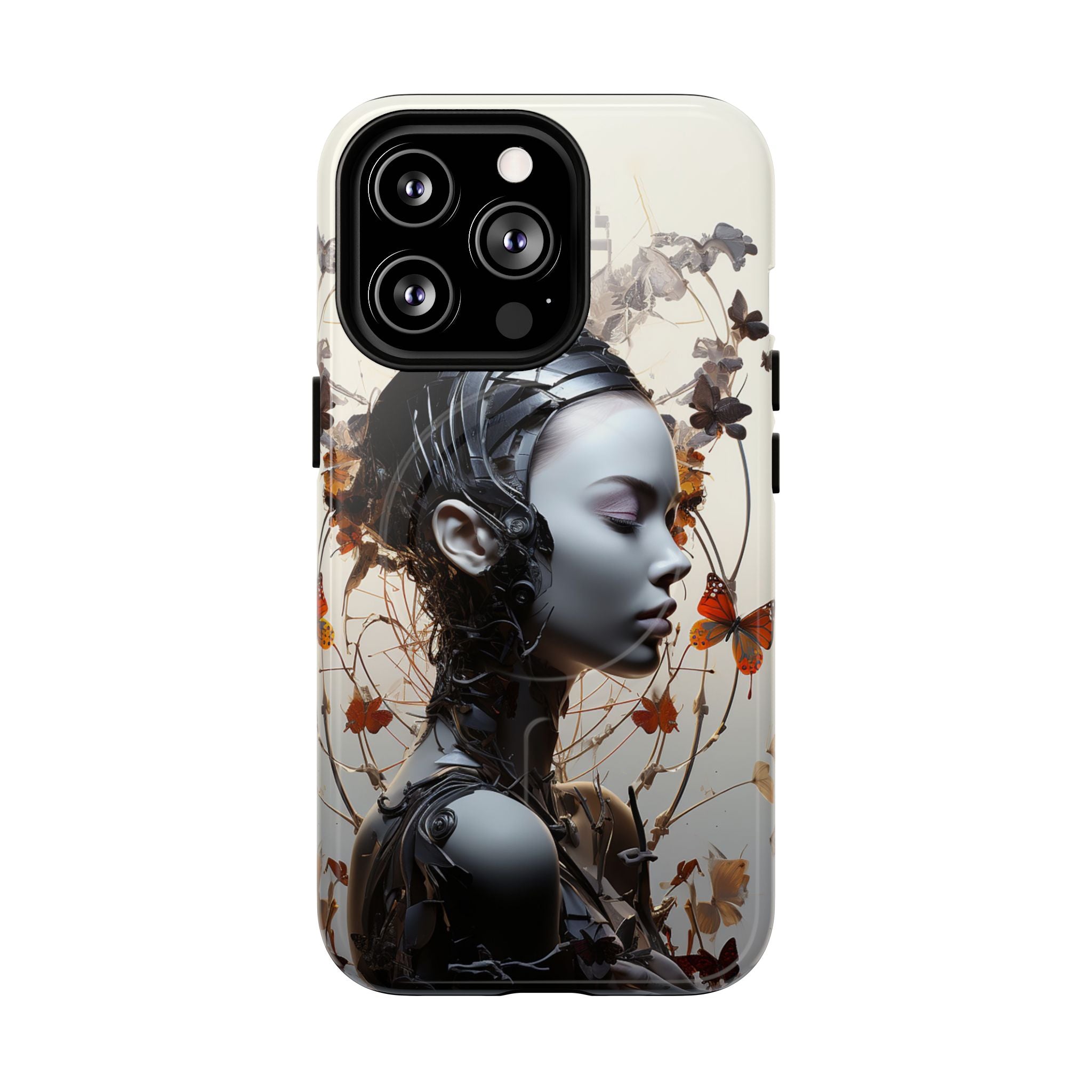 Art Nouveau Cyberpunk Phone Case — Surreal Floral Femme Tough Magnetic Case