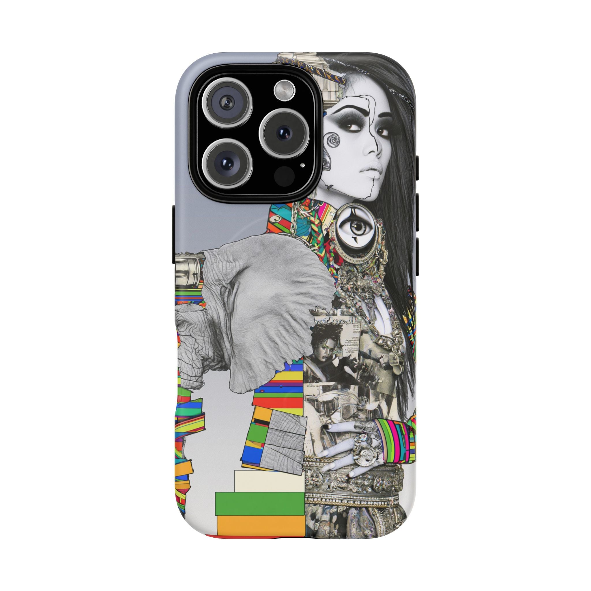 Artistic Elephant Collage Phone Case — Tough Magnetic Protective Cover
