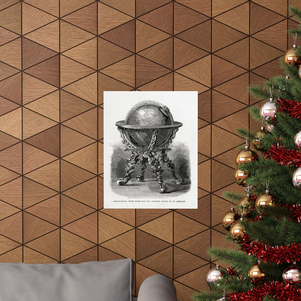 Antique Globe Illustration Matte Vertical Poster — Vintage Scientific Engraving Wall Art