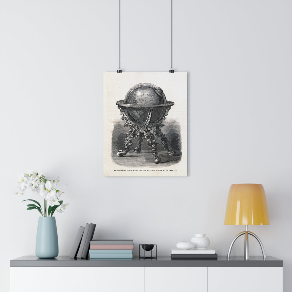 Vintage Ornate Globe Poster — Antique Scientific Illustration Wall Art