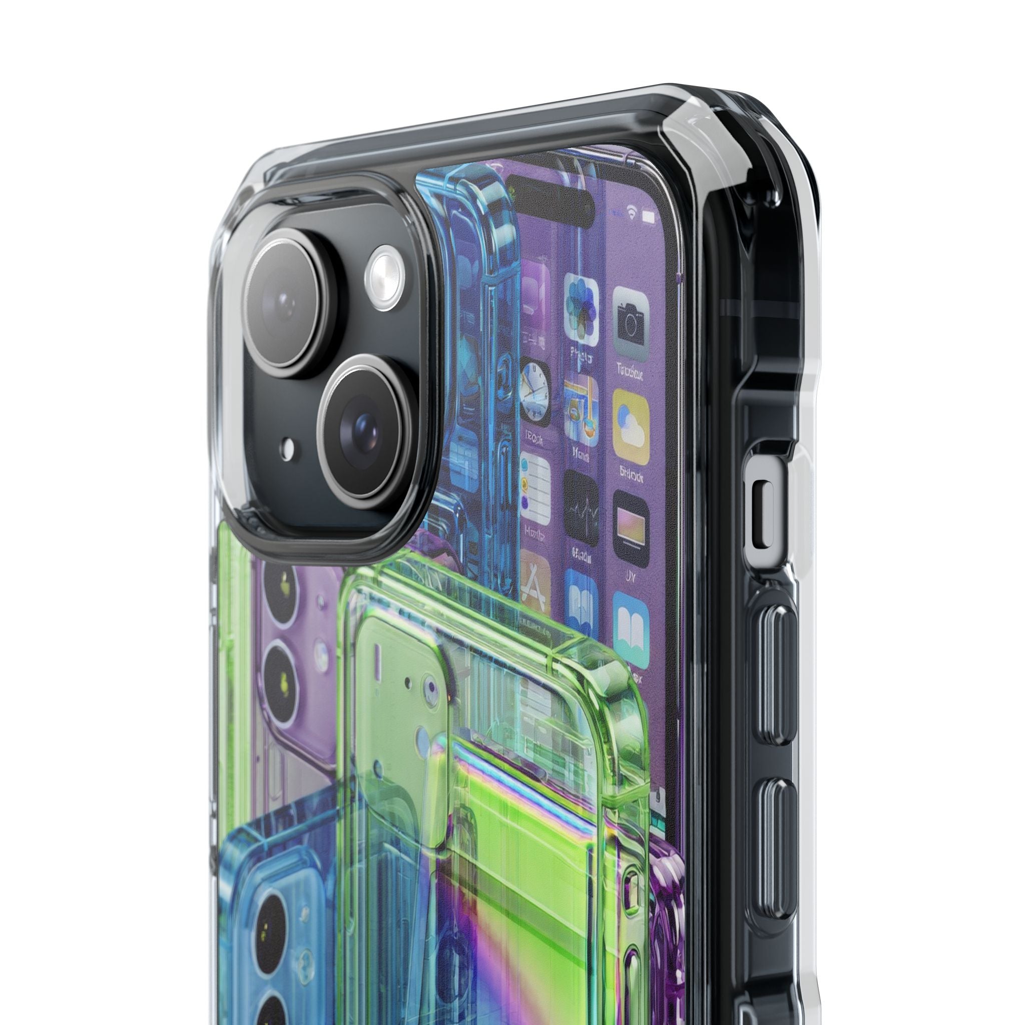 Clear Magnetic Impact Phone Case — Iridescent Holographic Protection