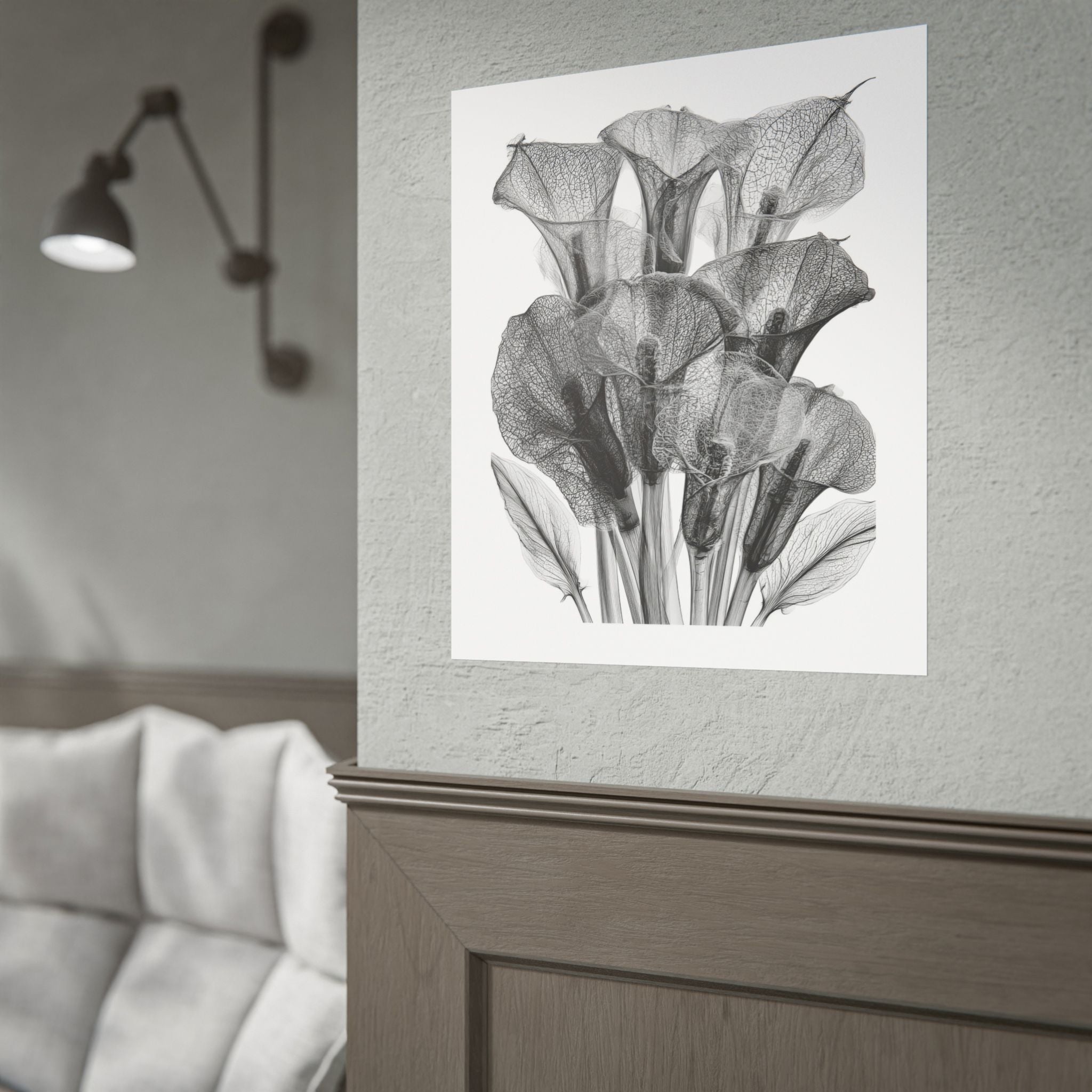 Rolled Poster - Black & White X-Ray Calla Lily Botanical Print