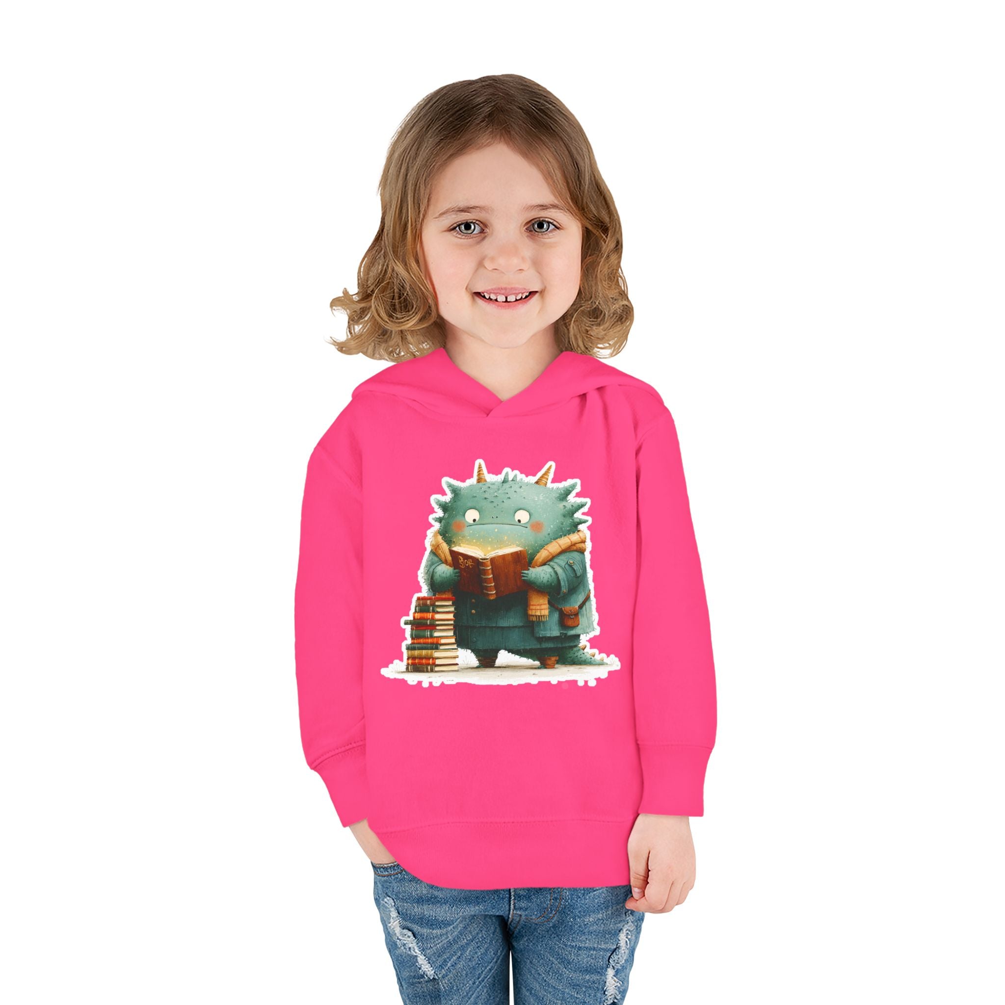 Toddler Hoodie — Cute Reading Monster Graphic Pullover