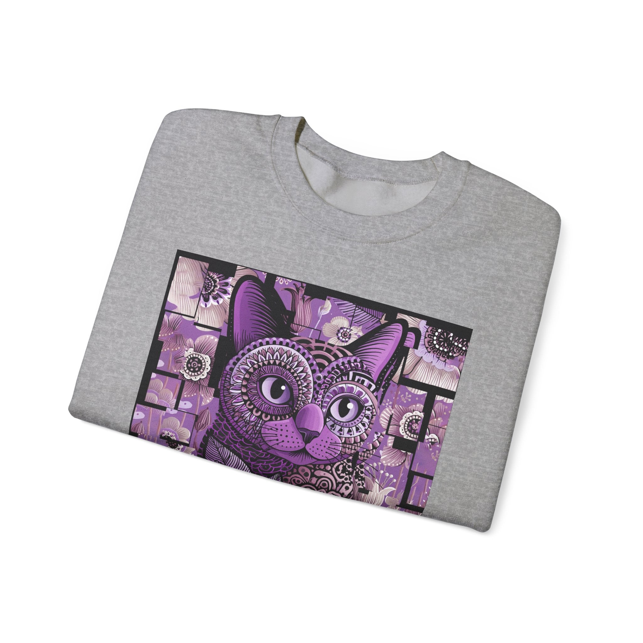 Purple Floral Owl Crewneck Sweatshirt — Whimsical Boho Animal Graphic
