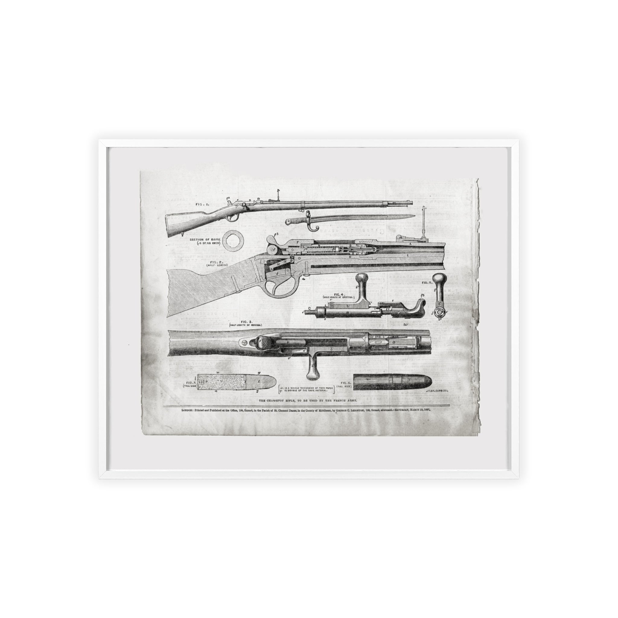 Antique Rifle Patent Poster — Framed Vintage Firearm Print