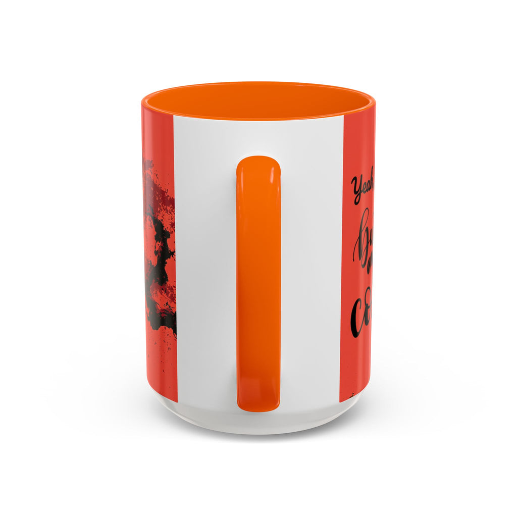 Red Coffee Mug - "Yeah, yeah, yeah ... First Coffee" Vintage Steam Design (11/15oz)
