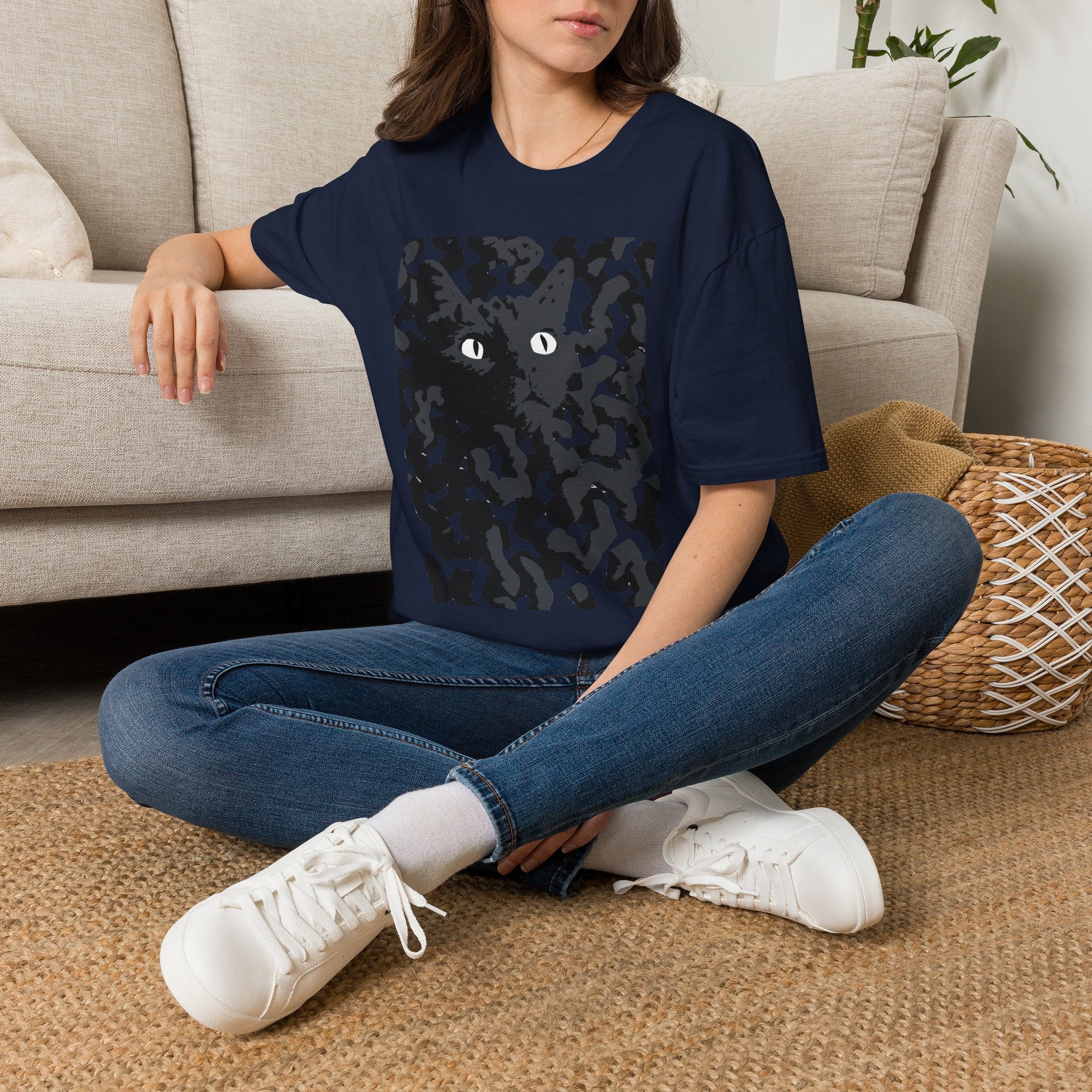 Black Cat Camouflage Graphic T‑Shirt