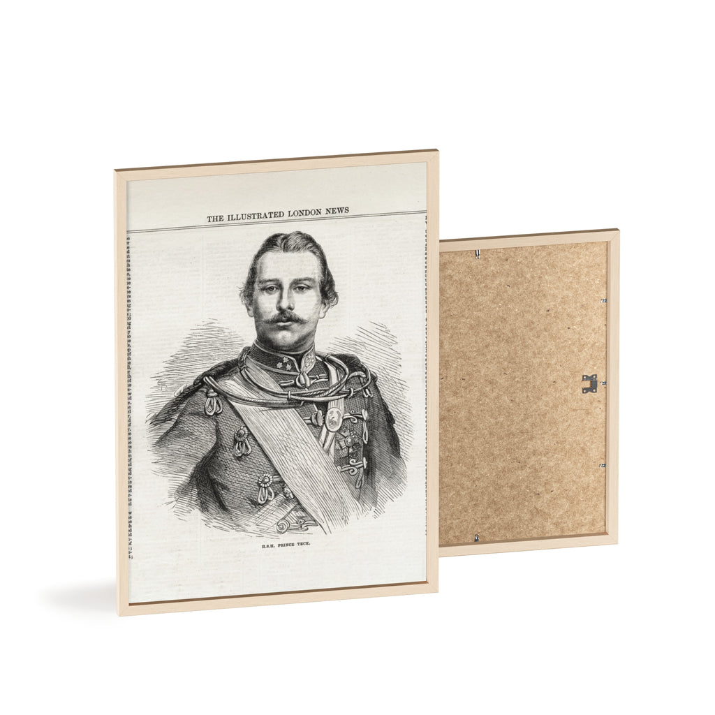 H.S.H. Prince TECK. Vintage Victorian Portrait Poster with Wooden Frame — Illustrated London News Print