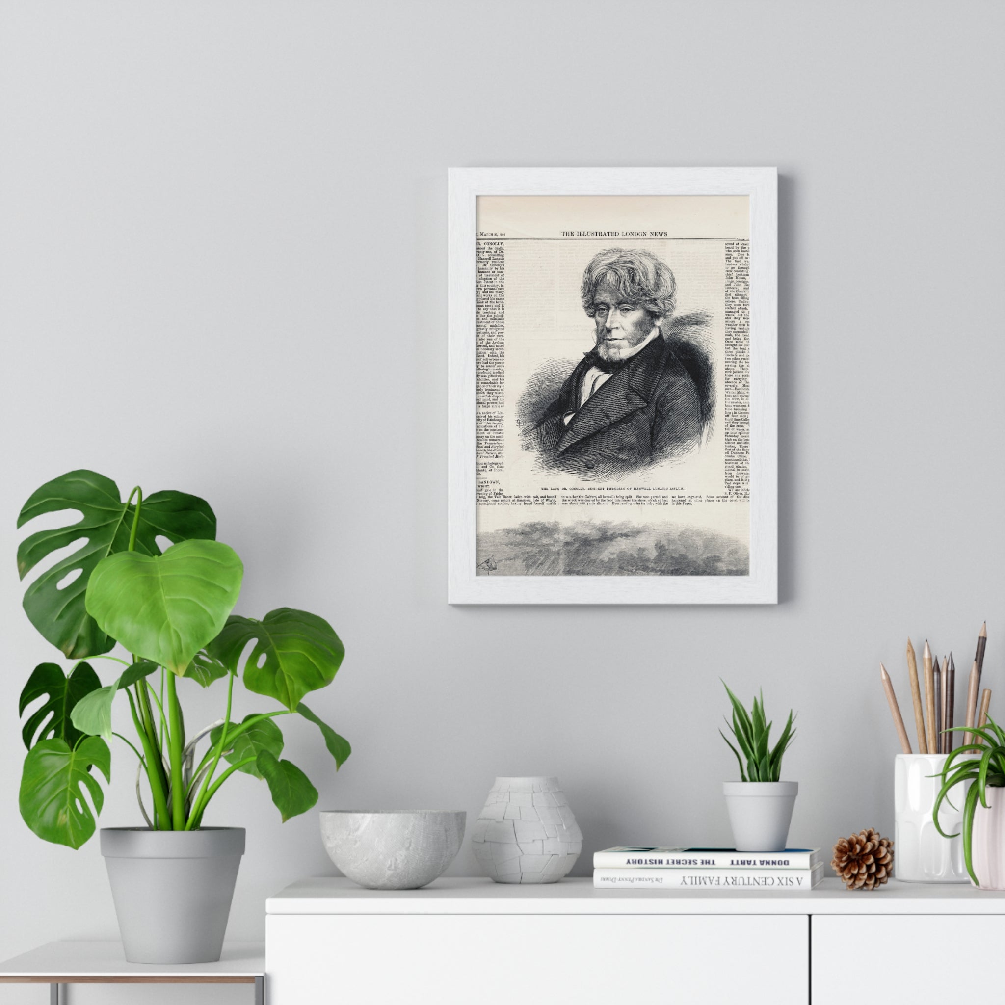 Vintage Illustrated Portrait Poster — Framed Victorian Newspaper Art