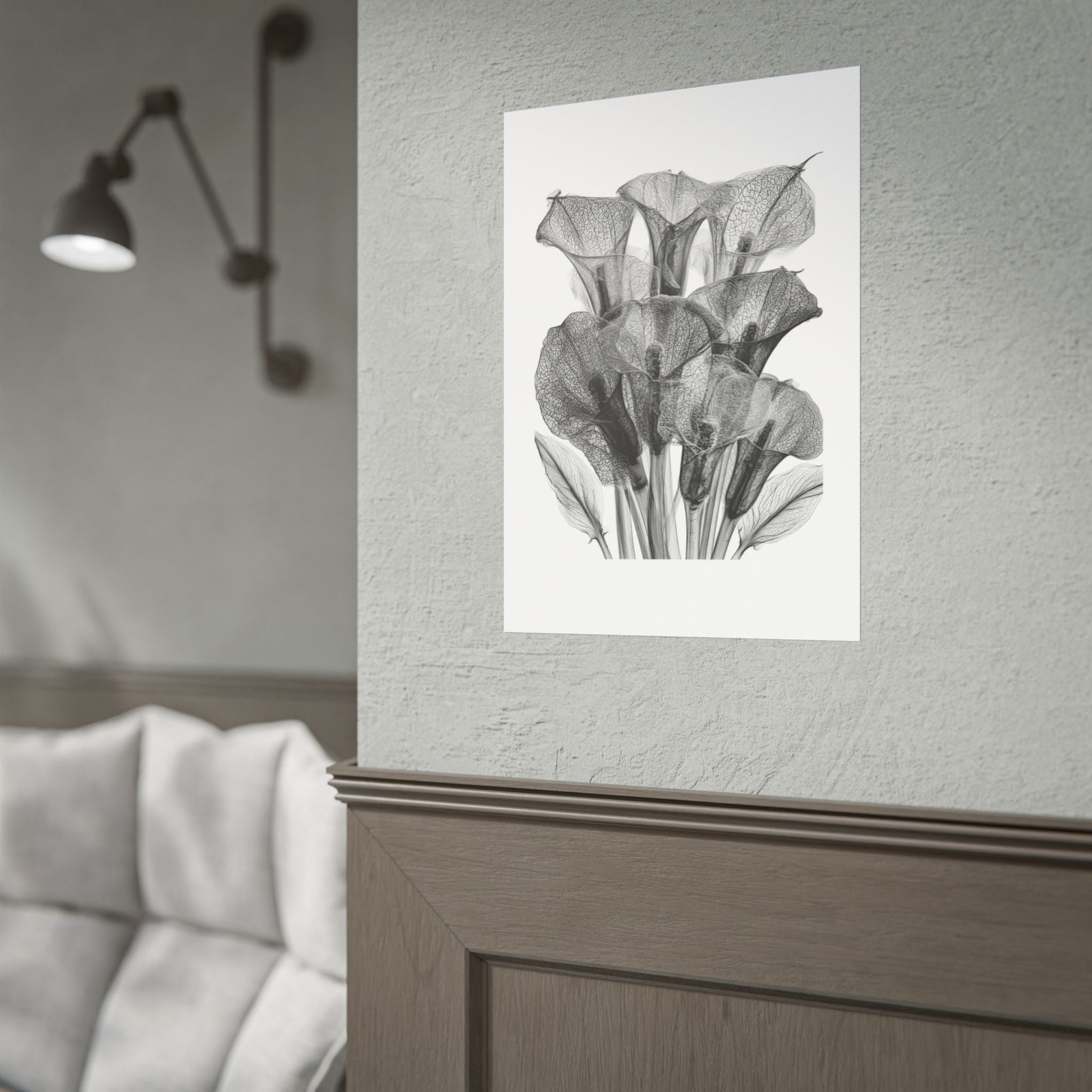 Rolled Poster - Black & White X-Ray Calla Lily Botanical Print