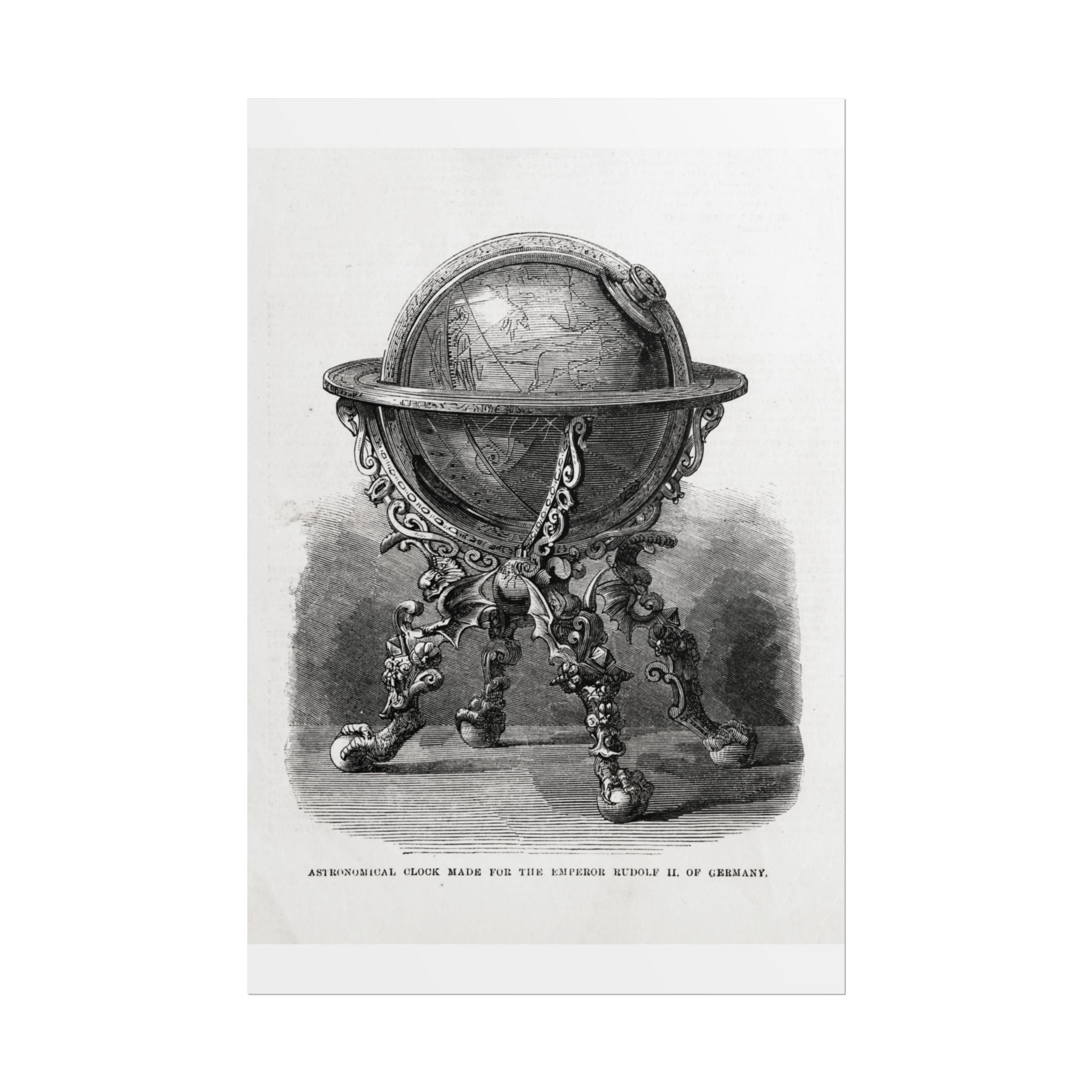 Antique Globe Illustration Rolled Poster — Vintage Scientific Print