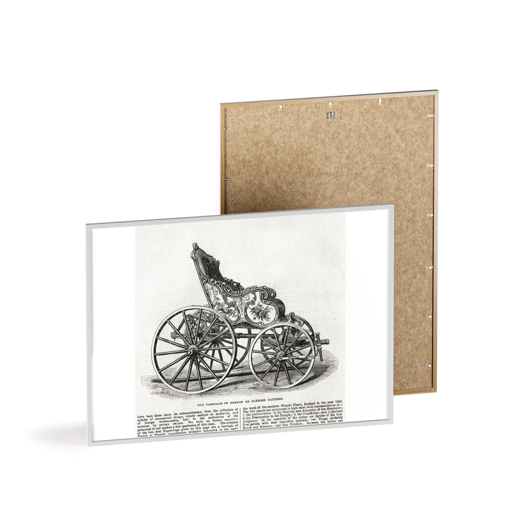 Old Carriage of French or Flemish Pattern. Vintage Carriage Print Poster with Wooden Frame — Antique Transportation Wall Art
