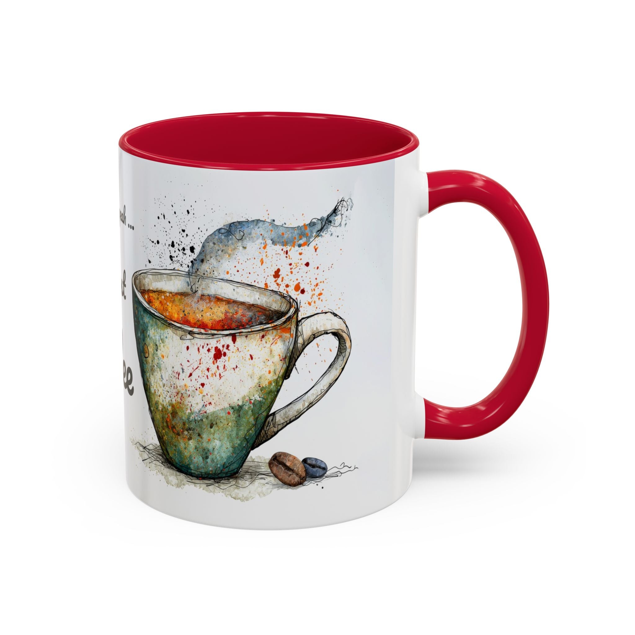 But First Coffee Ceramic Mug — Colorful Watercolor Coffee Cups (11oz & 15oz)