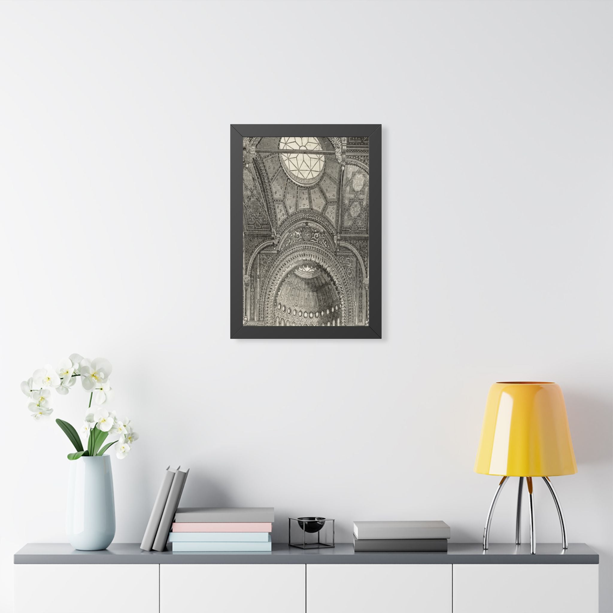 Detail of the New Jewish Synagogue, Berlin. Vintage Cathedral Ceiling Framed Poster — Architectural Interior Art Print