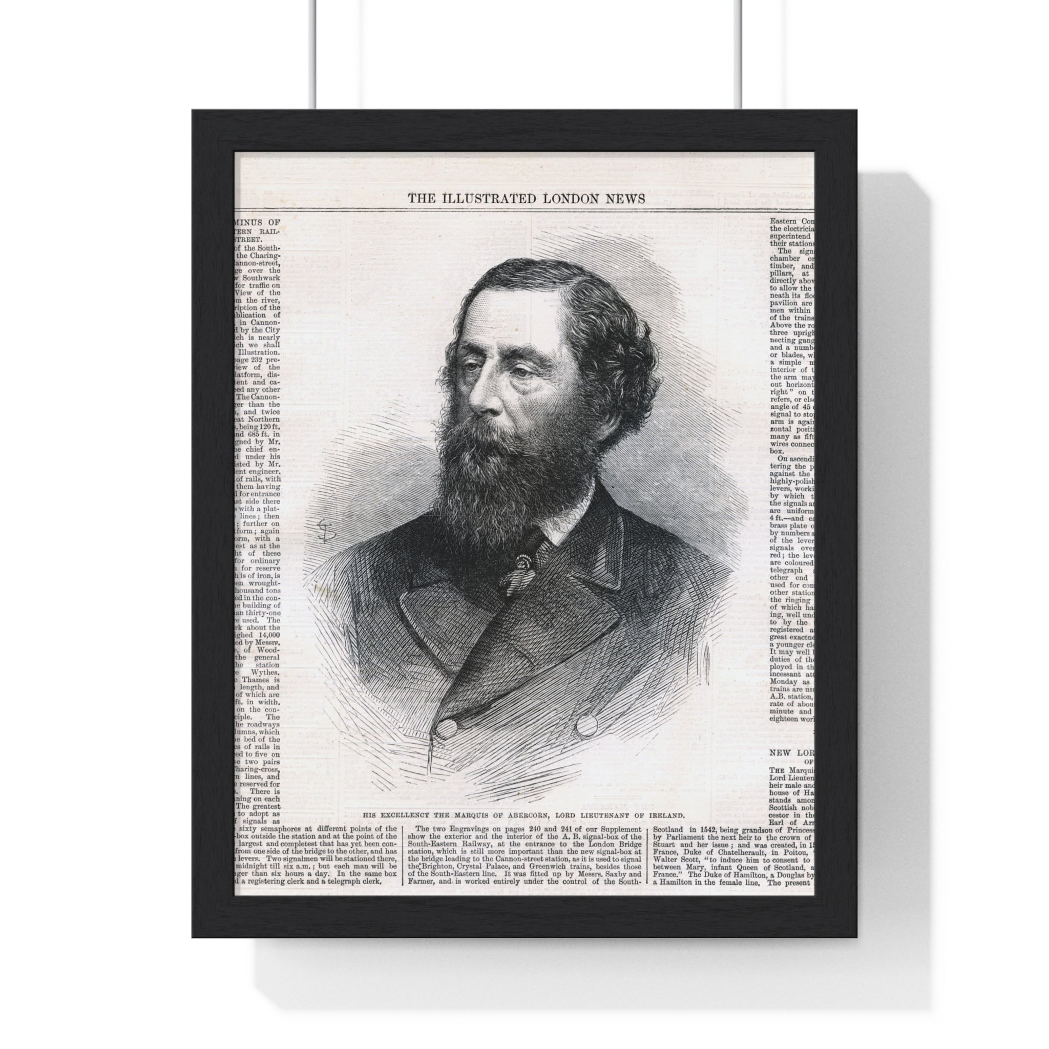 Vintage Illustrated London News Portrait Poster — Victorian Gentleman Framed Print