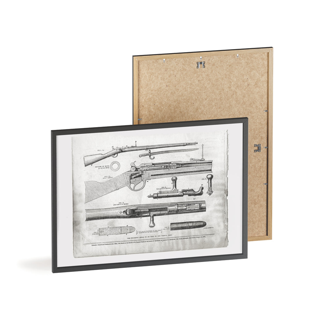 Antique Rifle Patent Poster — Framed Vintage Firearm Print