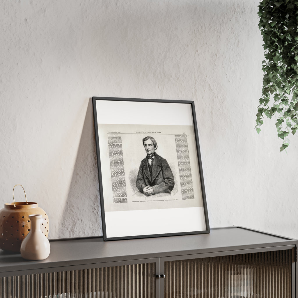 OSSIP IVANOFF, the peasant who saved the CZAR's Life. Vintage Illustrated Portrait Poster with Wooden Frame — Antique Newspaper Art Print
