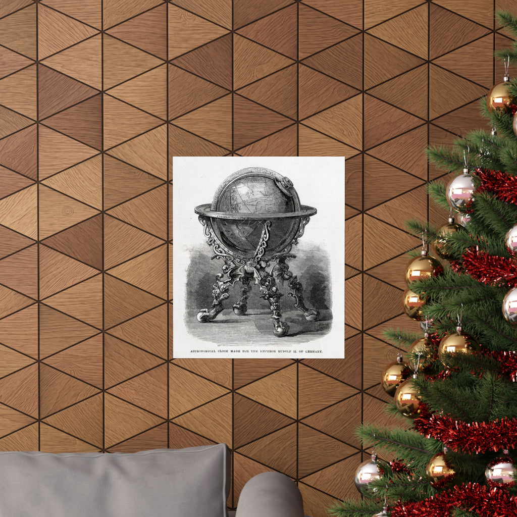 Antique Globe Illustration Matte Vertical Poster — Vintage Scientific Engraving Wall Art