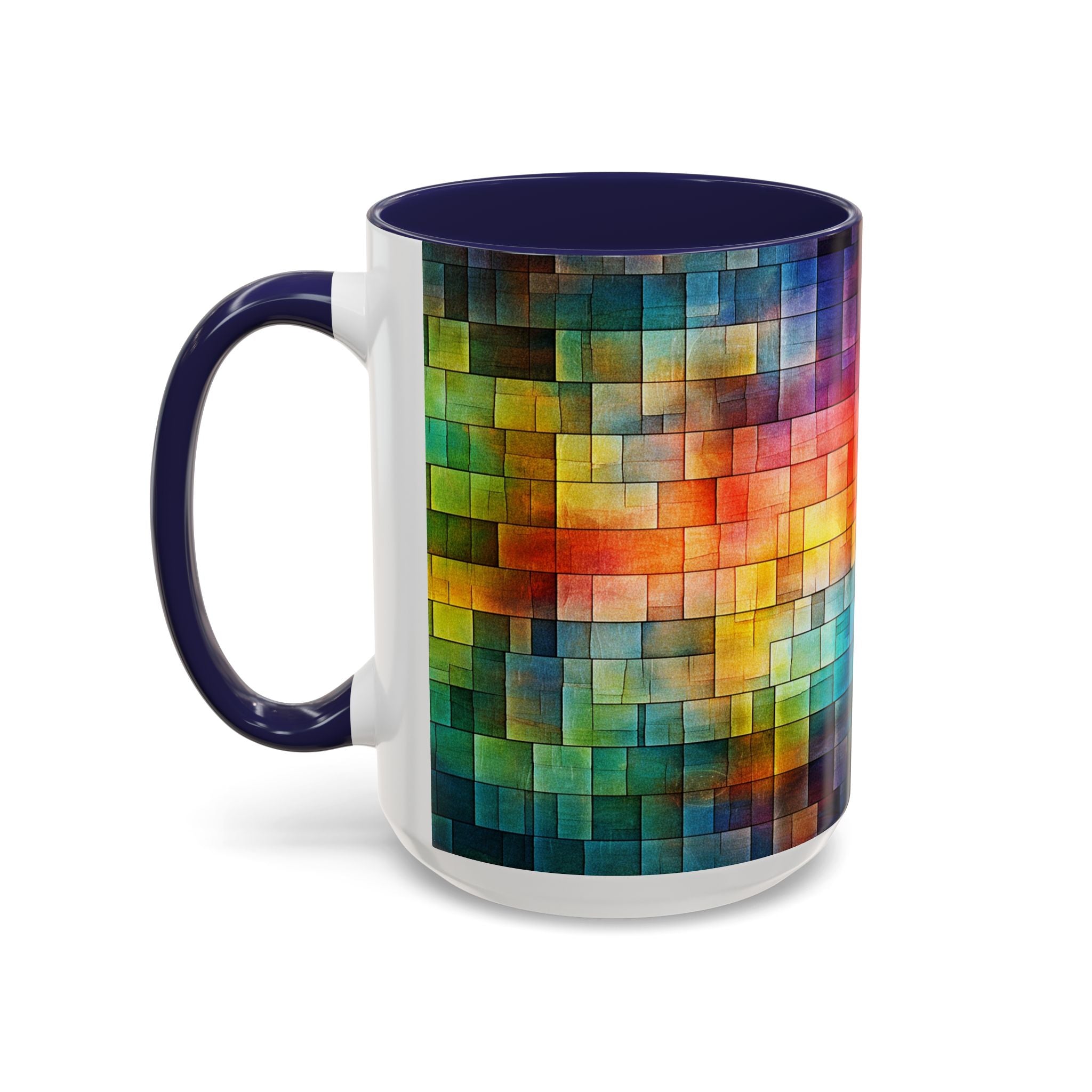 Colorful Mosaic Accent Coffee Mug - Vibrant Geometric Pattern (11/15 oz)