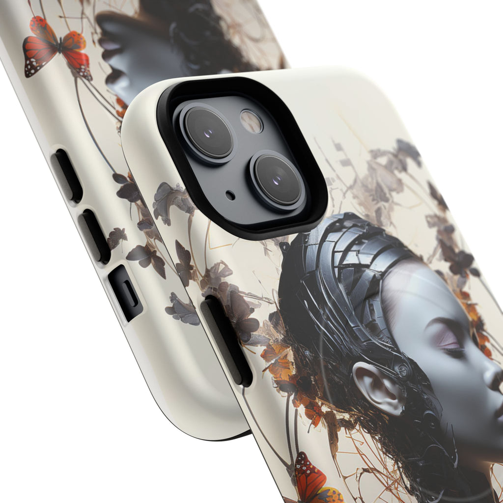 Art Nouveau Cyberpunk Phone Case — Surreal Floral Femme Tough Magnetic Case