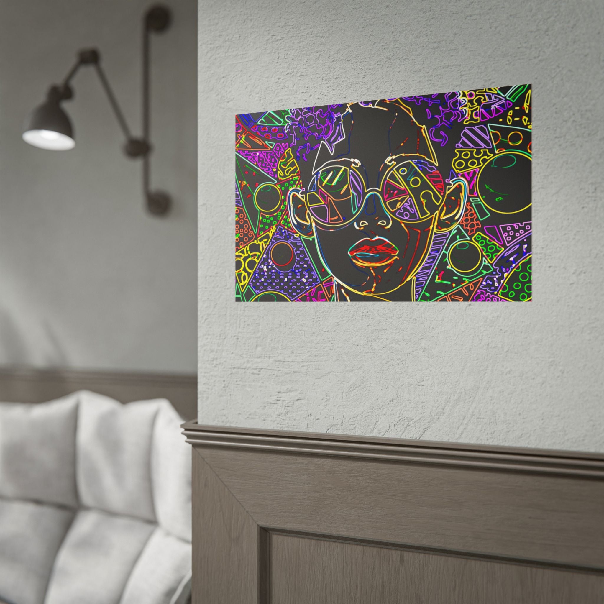 Afrofuturist Neon Portrait Poster