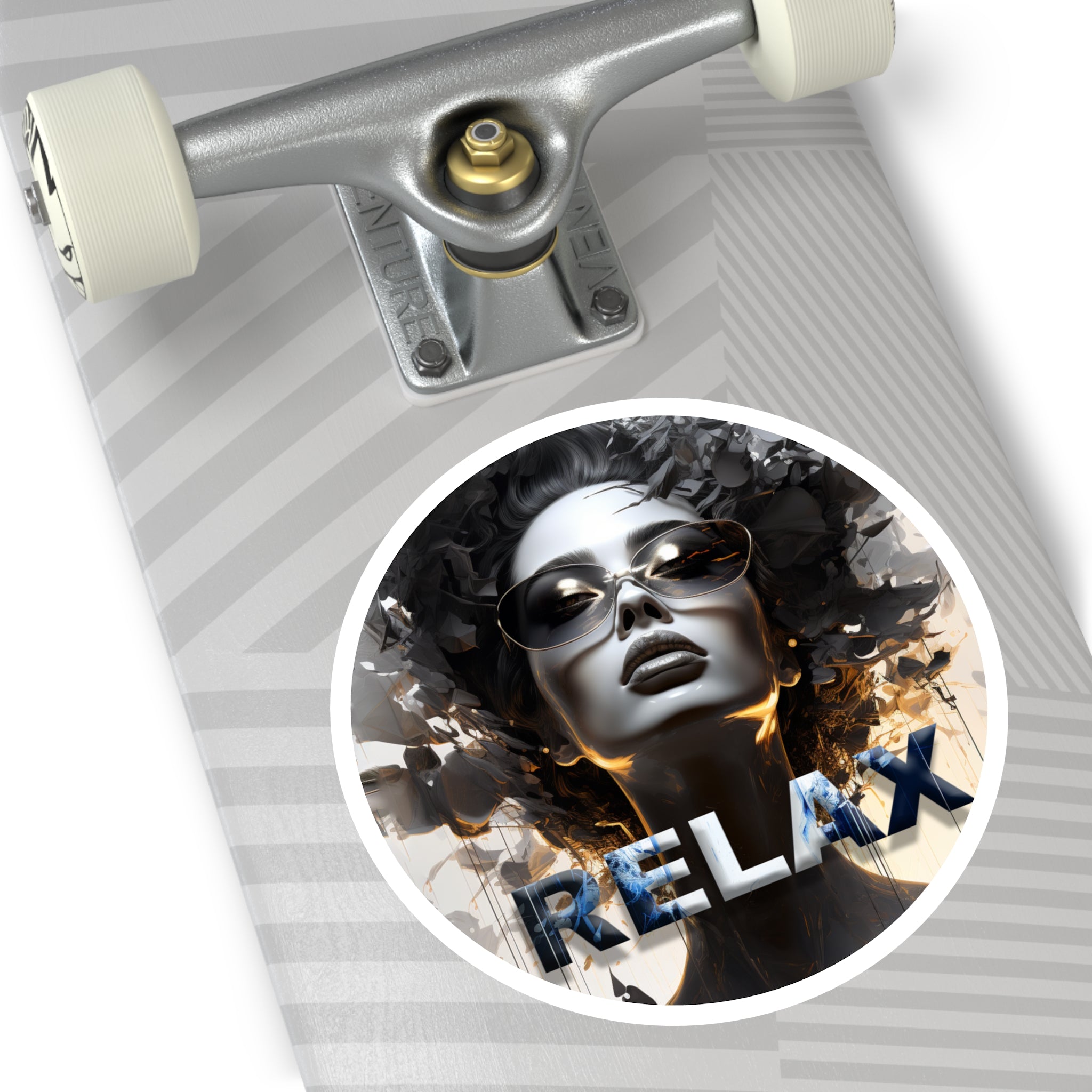 Relax Afro Diva Round Sticker — Stylish Indoor/Outdoor Laptop Decal
